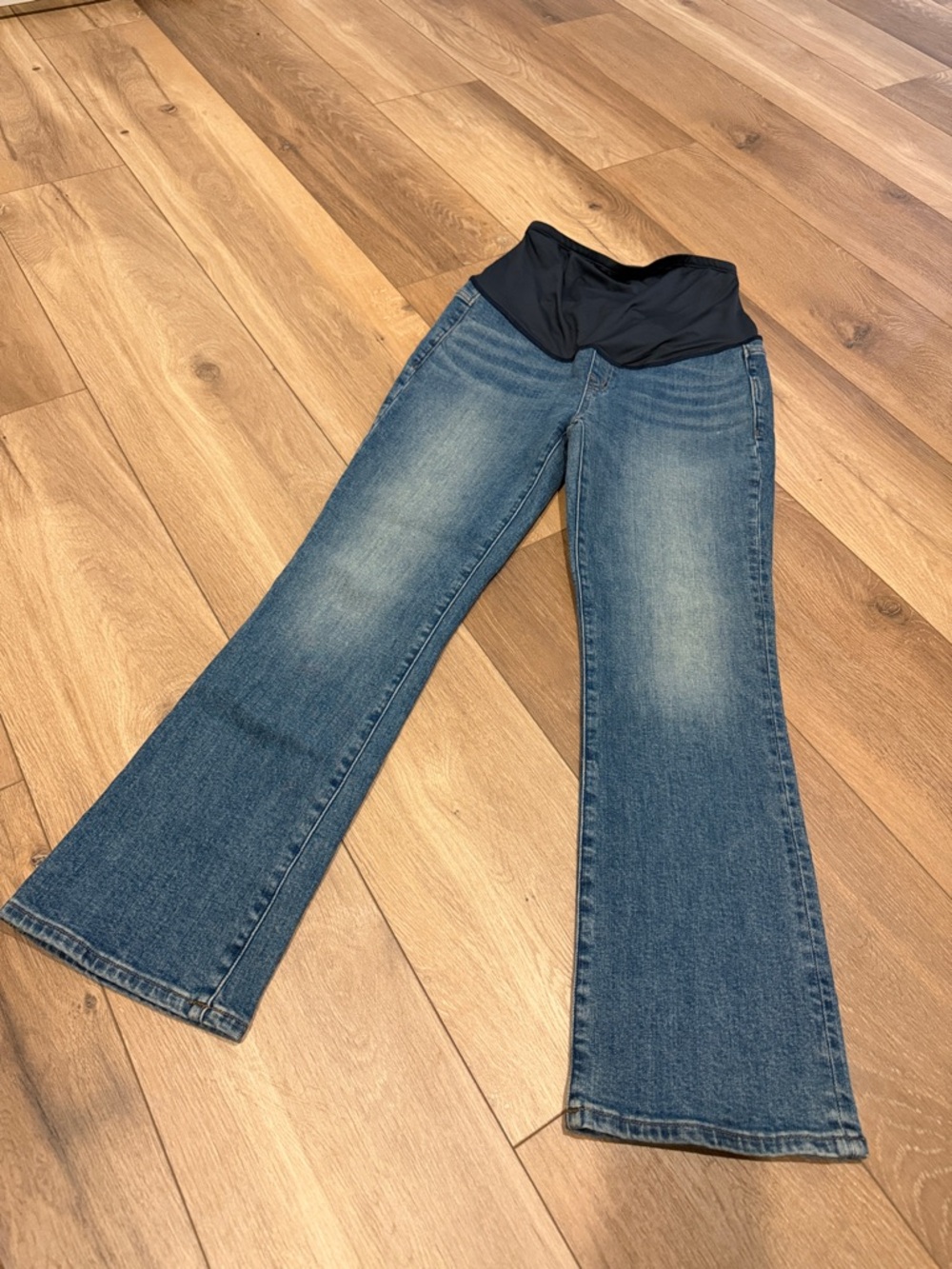 Madewell Blue Flare Maternity Jeans with Black Panel